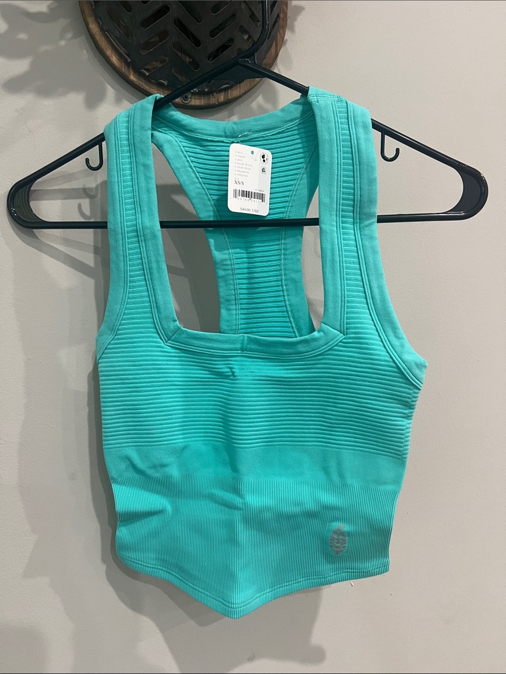 Free People Seamless Ribbed Sports Bra Tank - Teal NWT Size XS/S